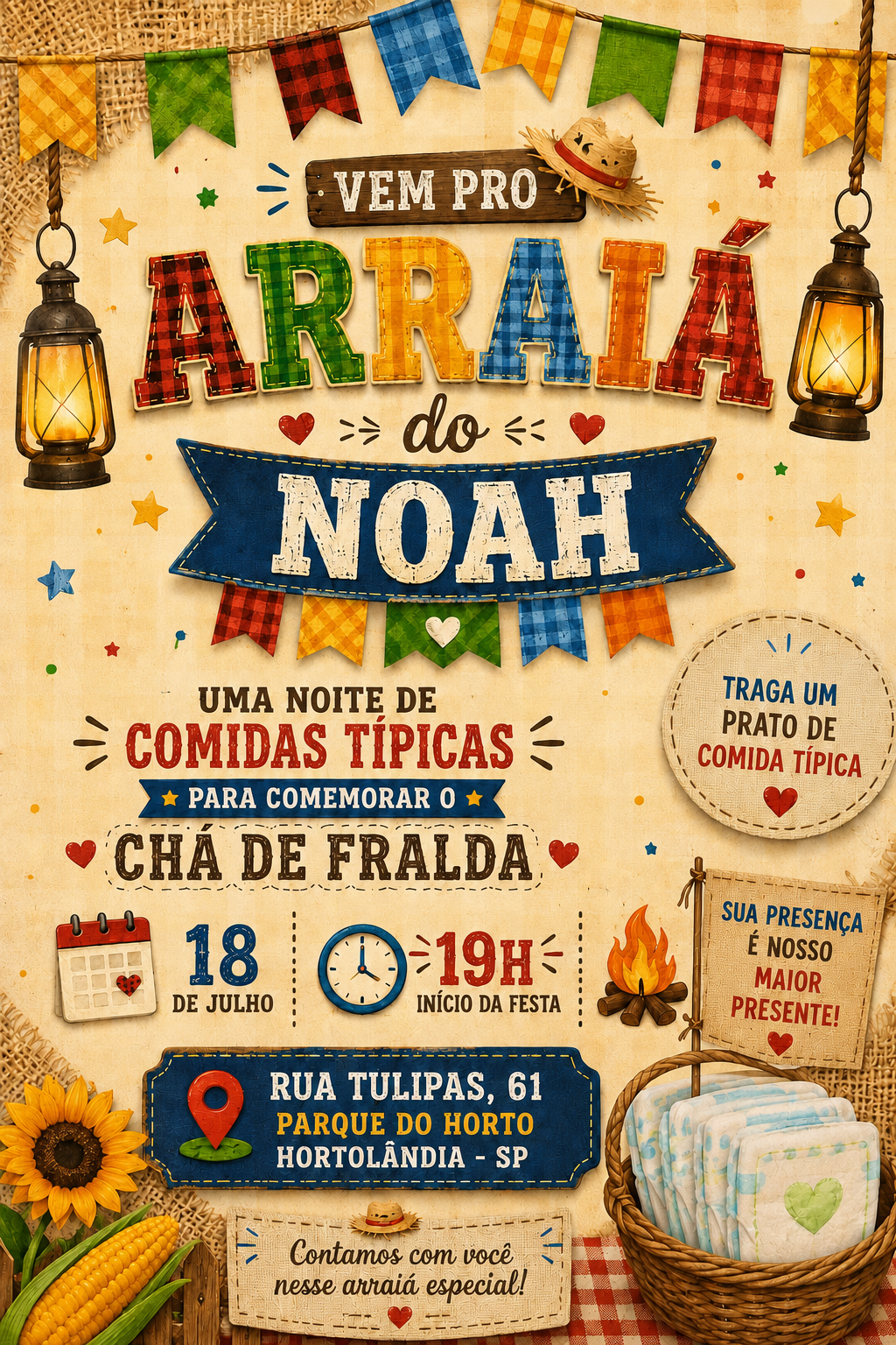 Convite do Arraiá do Noah